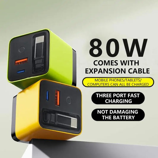 GaN 80W Beast: All-in-1 Retractable Charger